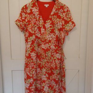 J. Jill Floral Print Midi Wrap Dress Women's Size L Petites Lined